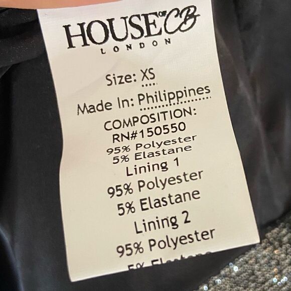 Rare House of Cb Ophelia Mini Silver Gray Dress Corset Shimmer Size XS - Picture 9 of 10